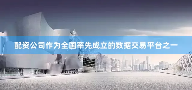 配资公司作为全国率先成立的数据交易平台之一